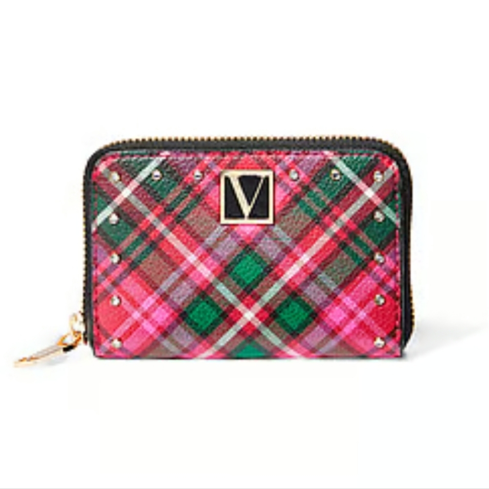 ❤️🩷 VICTORIA'S SECRET Holiday Plaid The Victoria Small Wallet 🩷❤️